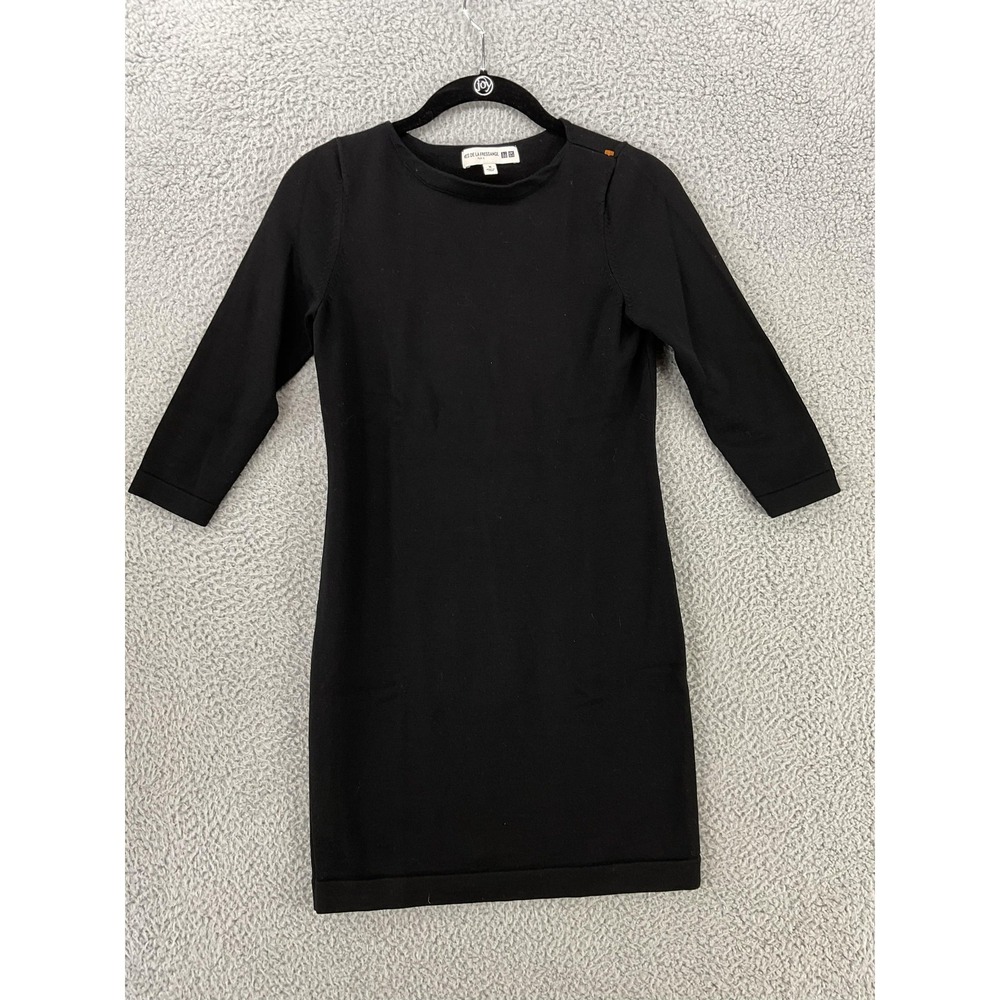 Ines De La Fressange X UNIQLO Sweater Dress Womens M Black Wool Knit 3/4 Sleeve